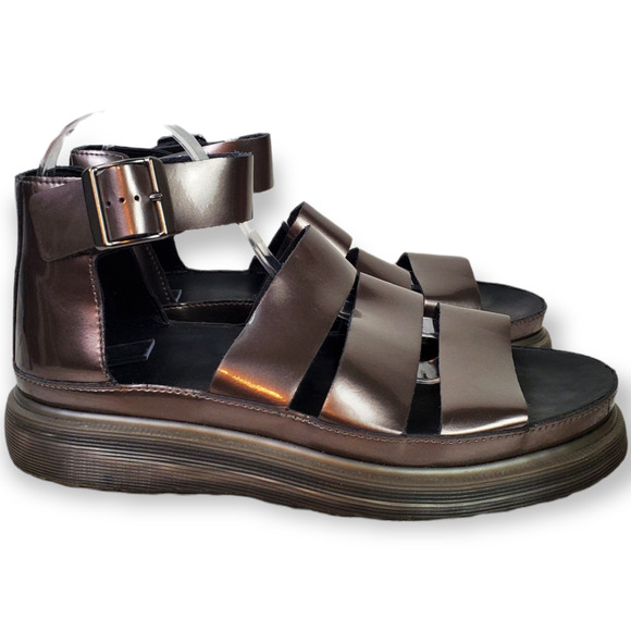 Dr. Martens CLARISSA METALLIC LEATHER SANDALS Pewter Spectra Patent 10 - Picture 2 of 10
